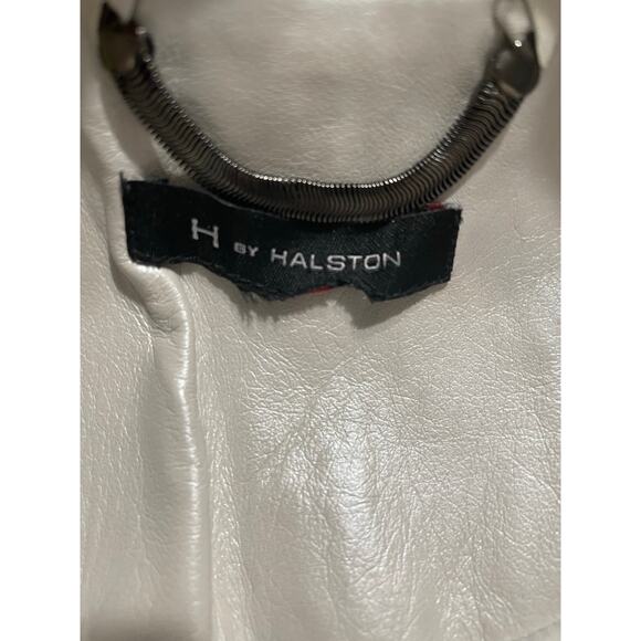 EUC - H  By Halston Pearl Essence Perforated Leather Moto Jacket - Picture 3 of 8